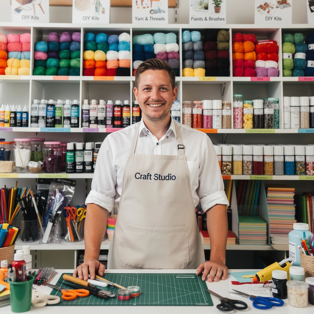 手作りのクラフト材料が整然と並んでいる棚の写真